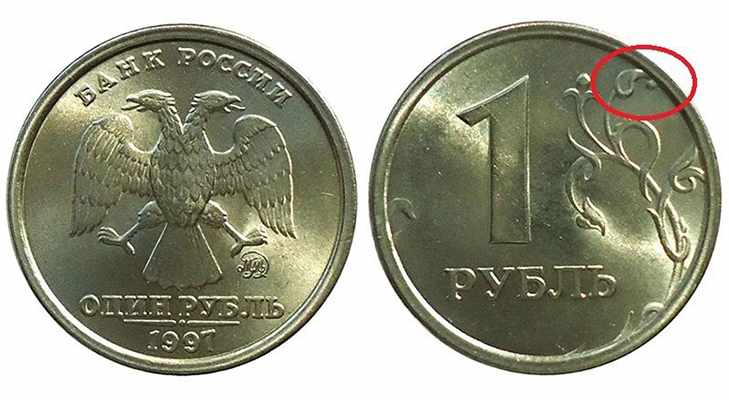 1 рубль с широким кантом 1997 года