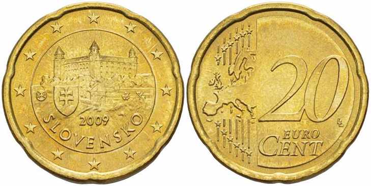 Монета 20 центов Словакия